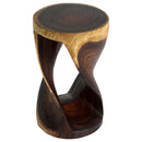 Haussmann Round Wood Twist End Table 14 in DIA x 23 in Height Walnut Oil