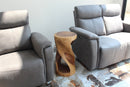 Haussmann Round Wood Twist End Table 14 in DIA x 26 in Height Walnut Oil