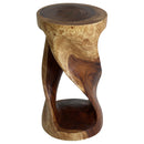 Haussmann Round Wood Twist End Table 14 in DIA x 26 in Height Walnut Oil