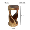 Haussmann Round Wood Twist End Table 14 in DIA x 26 in Height Walnut Oil