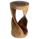 Haussmann Round Wood Twist End Table 14 in DIA x 26 in Height Walnut Oil