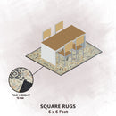 Premium Hand-Tufted Rug Made of 100% Wool  - Anglian Court - 6x6 Feet