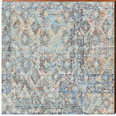 Boho Rug Pattern Blue & Grey Distressed | Wall Art Print on Real Wood
