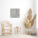 Boho Rug Pattern Blue & Grey Distressed | Wall Art Print on Real Wood