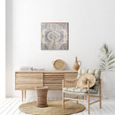 Boho Rug Pattern Blue & Cream Intricate | Wall Art Print on Real Wood