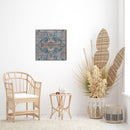 Boho Rug Pattern Blue & Grey | Wall Art Print on Real Wood
