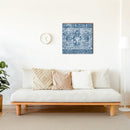 Boho Rug Pattern Blue & White | Wall Art Print on Real Wood