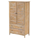 FarmHome Louvered Distressed Driftwood Solid Pine Armoire