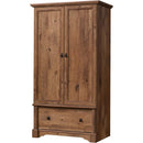 Rustic Oak Drawer and Garment Rod Wardrobe Armoire