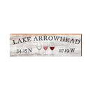 Lake Arrowhead, California Wine Glasses w/ Coordinates Wooden Sign | Wall Art Print on Real Wood