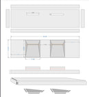 Imperial White Marble Double Sink Above Vanity Wall-mount Bathroom Sink (W)21" (L)80" (H)8" technical drawing