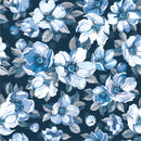 Voguish Blue Floral Contemporary Wallpaper