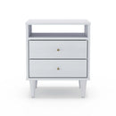 Farmhouse Rustic White Mid Century 2 Drawer Nightstand