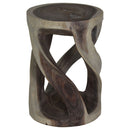 Haussmann Round Wild Twisted Vine End Table 14 in D x 20 in Height Grey Oil