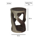 Haussmann Round Wild Twisted Vine End Table 14 in D x 20 in Height Grey Oil