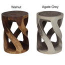 Haussmann Round Wild Twisted Vine End Table 14 in D x 20 in Height Grey Oil