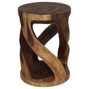 Haussmann Round Wild Twisted Vine End Table 14 in D x 20 in Height Walnut Oil