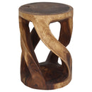 Haussmann Round Wild Twisted Vine End Table 14 in D x 20 in Height Walnut Oil