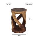 Haussmann Round Wild Twisted Vine End Table 14 in D x 20 in Height Walnut Oil