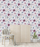 Voguish Pink and Purple Flowers Wallpaper Chic