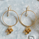 Radiant Crystal Dangle Hoops Earrings in Gold | Cut Glass Gemstones