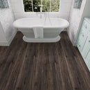 SPC Vinyl Rigid Core 7" Width 60" RL, 6mm Thick, 1.5mm IXPE Raw Umber, Invicta Floors - Mazzia Collection bath view 2