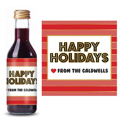 Red Christmas Mini Wine Label