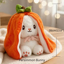 Reversible Strawberry Bunny Plush Toy Soft Polyester Stuffed Animal for Kids Hide and Seek Transforming Toy