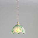 Retro Round Leaf Glass Pendant Lamp