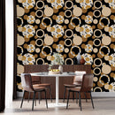 Beige Circles with Floral Pattern Wallpaper