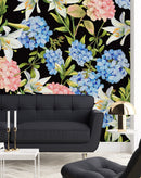 Dark Wallpaper with Light Color Flowers