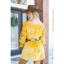 Rio Grande Embroidered Velvet Tunic Dress in Mustard [Size 3X Remaining]