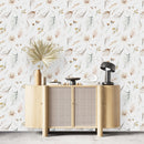 Watercolor Beige Flowers Wallpaper