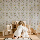 Kids Road Map Wallpaper - Hand-Drawn Construction & Truck Playroom Mural