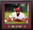 Jimmy Rollins 2008 World Series Slide Autographed Philadelphia Phillies 16x20 Framed Baseball Photo