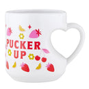 Romance Pucker Up Heart Shaped Handle Mug | Stoneware Tea Coffee Cup | 12oz