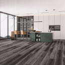 SPC Vinyl Rigid Core 7" Width 60" RL, 6mm Thick, 1.5mm IXPE Rooted Graphite, Veritas Floors - Mazzia Collection kitchen view