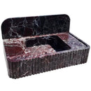 Rosso Levanto Marble Fluted Wall Mount Sink 8 Inch Backsplash
