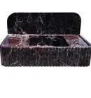 Rosso Levanto Marble Fluted Wall Mount Sink 8 Inch Backsplash