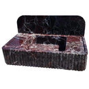 Rosso Levanto Marble Wall-mount Bathroom Sink Fluted Front with 8" Backsplash (W)18" (L)35" (H)8" angle view