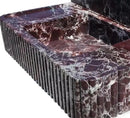 Rosso Levanto Marble Fluted Wall Mount Sink 8 Inch Backsplash