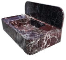 Rosso Levanto Marble Fluted Wall Mount Sink 8 Inch Backsplash