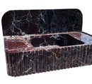 Rosso Levanto Marble Wall-mount Bathroom Sink Fluted Front with 8" Backsplash (W)18" (L)35" (H)8" angle view