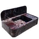Rosso Levanto Marble Wall-mount Bathroom Sink Fluted Front with 8" Backsplash (W)18" (L)35" (H)8" angle view