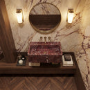 Rosso Levanto Marble Wall-Mount Bathroom Sink Fluted Design 24x16