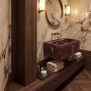 Rosso Levanto Marble Wall-Mount Bathroom Sink Fluted Design 24x16