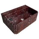 Rosso Levanto Marble Wall-Mount Bathroom Sink Fluted Design 24x16