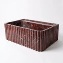 Rosso Levanto Marble Wall-Mount Bathroom Sink Fluted Design 24x16
