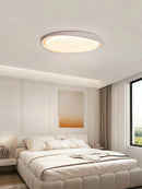 Round Lumen Arc Travertine Ceiling Light