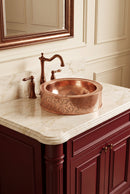 Round Copper Basin Sink - Engraved Brass Bathroom Sink